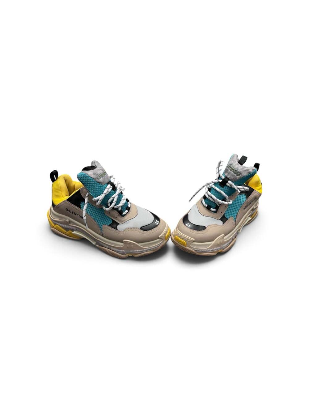 Balenciaga Triple S Multicolor Yellow Green Beige Sneaker Size 45